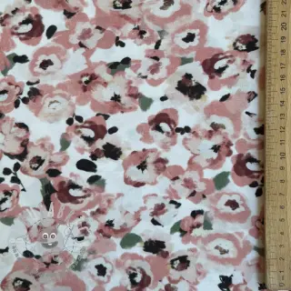 Viscosa POPLIN STRETCH Flowers white digital print