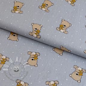 Tessuto di cotone Sweet bear light grey ORGANIC