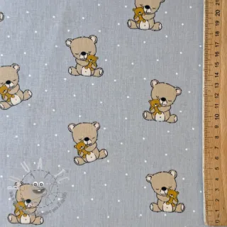 Tessuto di cotone Sweet bear light grey ORGANIC