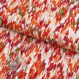 Viscosa POPLIN STRETCH Stroke orange digital print