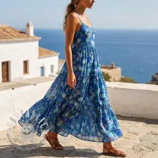 Viscosa RAYON POPLIN Flower sea design B