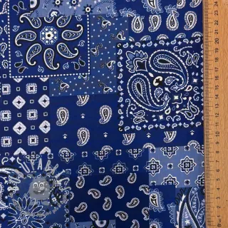 Tessuto di cotone Farwest bleu
