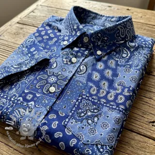 Tessuto di cotone Farwest bleu