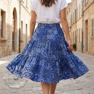 Tessuto di cotone Farwest bleu