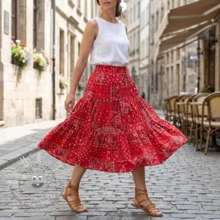 Tessuto di cotone Farwest rouge