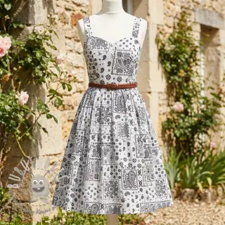 Tessuto di cotone Kansas blanc noir
