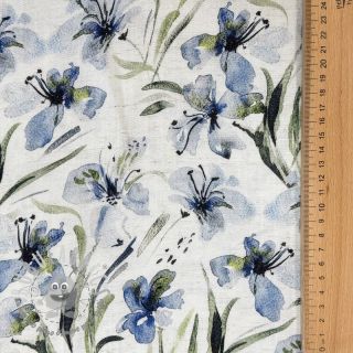 Viscosa con lino Natural Lin Laurel blue digital print