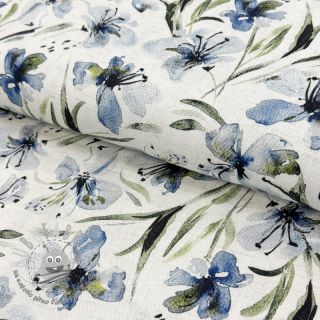 Viscosa con lino Natural Lin Laurel blue digital print
