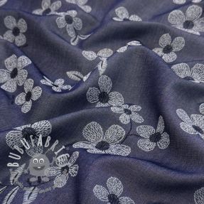 Tessuto di cotone JEANS Chambre LUXURY JACQUARD Flowers dark blue