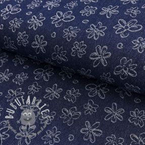 JEANS DENIM JACQUARD Flower dark blue