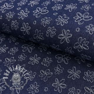 JEANS DENIM JACQUARD Flower dark blue