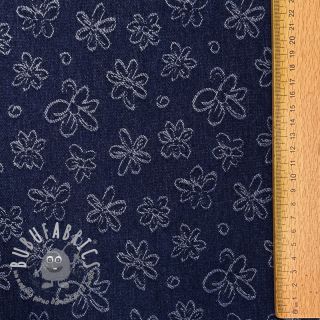 JEANS DENIM JACQUARD Flower dark blue