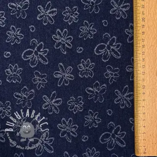 JEANS DENIM JACQUARD Flower dark blue