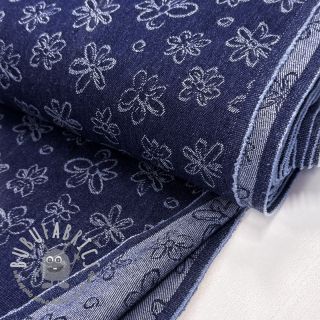 JEANS DENIM JACQUARD Flower dark blue