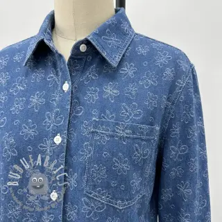 JEANS DENIM JACQUARD Flower dark jeans