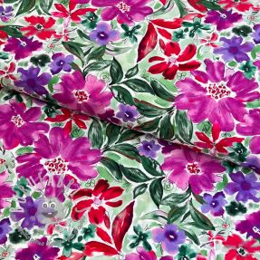 Viscosa RADIANCE Gentle flowers purple digital print