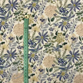 Jersey con lino Flowers ecru blue digital print