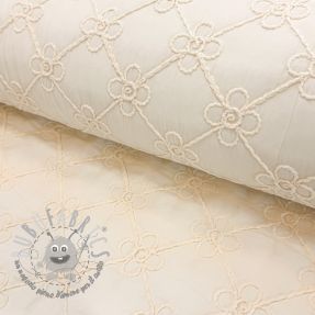 Tessuto trapuntato Flower design offwhite