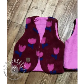 Tessuto per cappotti TEDDY JACQUARD Tulips dark red