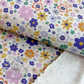Felpa garzata Glitter flowers ecru melange