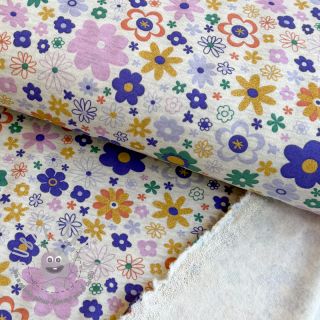 Felpa garzata Glitter flowers ecru melange