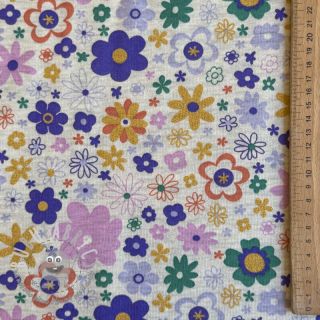 Felpa garzata Glitter flowers ecru melange