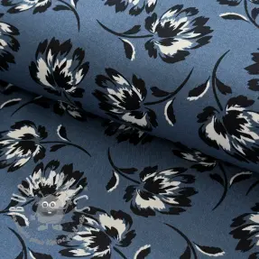 Viscosa ROSELLA STRETCH Flowers blue