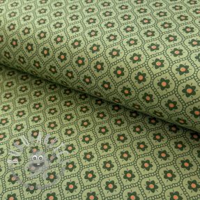 Tessuto di cotone Flowers moss green