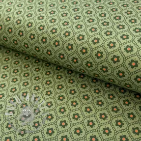 Tessuto di cotone Flowers moss green