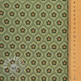 Tessuto di cotone Flowers moss green