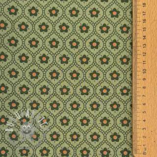Tessuto di cotone Flowers moss green