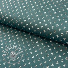 Tessuto di cotone Petit anchors petrol
