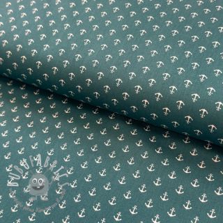 Tessuto di cotone Petit anchors petrol
