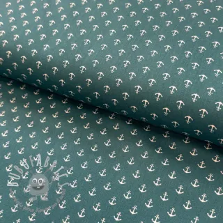 Tessuto di cotone Petit anchors petrol