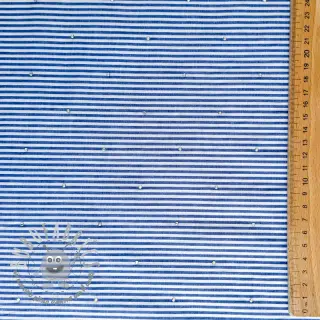 Tessuto di cotone YARN DYED Stripes with studs blue