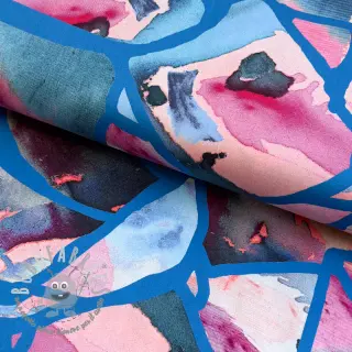 Tessuto di cotone SATIN Resonate blue digital print