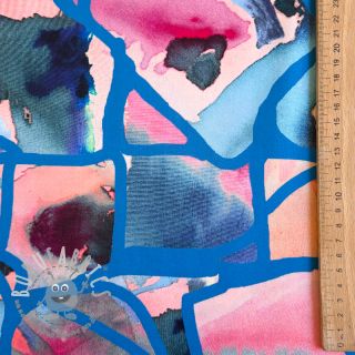 Tessuto di cotone SATIN Resonate blue digital print