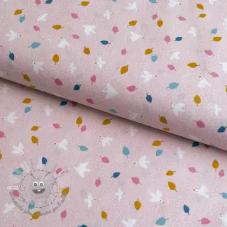 Tessuto di cotone Little birds powder