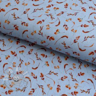 Mussola/Doppia garza Leaves field light blue