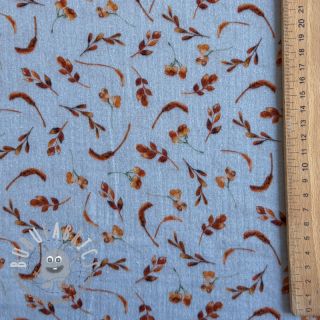 Mussola/Doppia garza Leaves field light blue