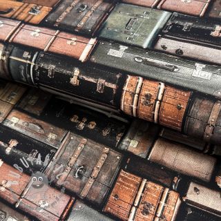 Tessuto decorativo Suitcases grey digital print