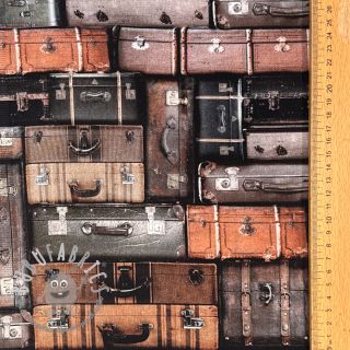 Tessuto decorativo Suitcases grey digital print