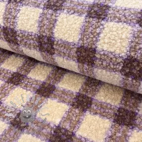 Tessuto per cappotti BOUCLÉ checks grape