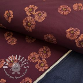 Softshell Flowers aubergine digital print