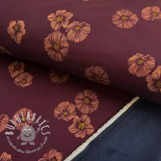 Softshell Flowers aubergine digital print