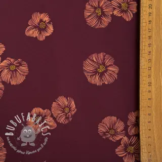 Softshell Flowers aubergine digital print