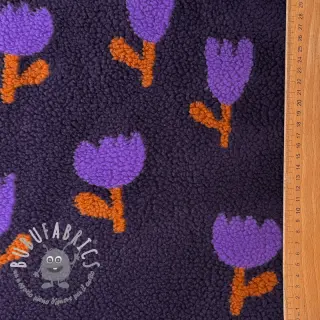 Tessuto per cappotti TEDDY JACQUARD Tulips navy