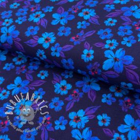 Jersey Hannah flowers blue digital print