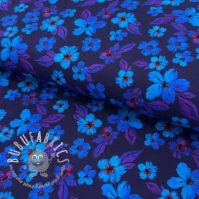 Jersey Hannah flowers blue digital print