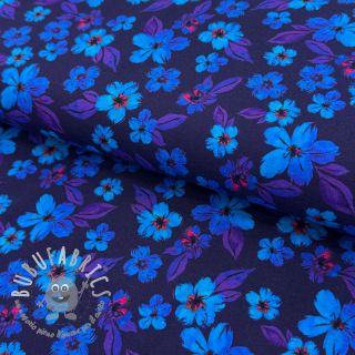 Jersey Hannah flowers blue digital print